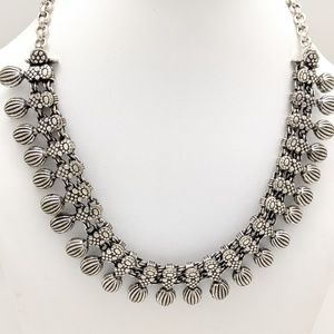 Reversible Brass Nuggets Chunky Gypsy Necklace